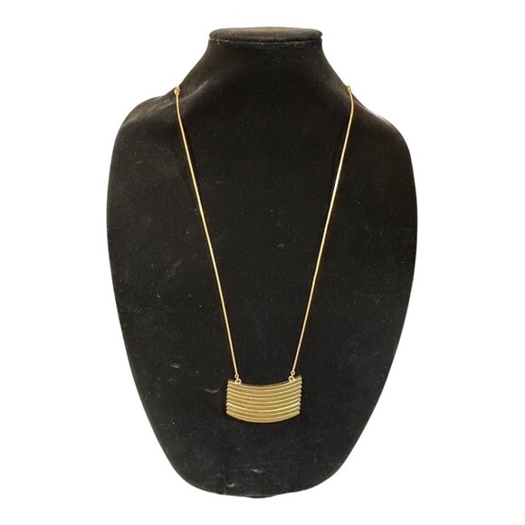 Necklace Gold Tone Double Strand Curved Layered Bars Adjustable Vtg Modern MCM - Picture 2 of 7